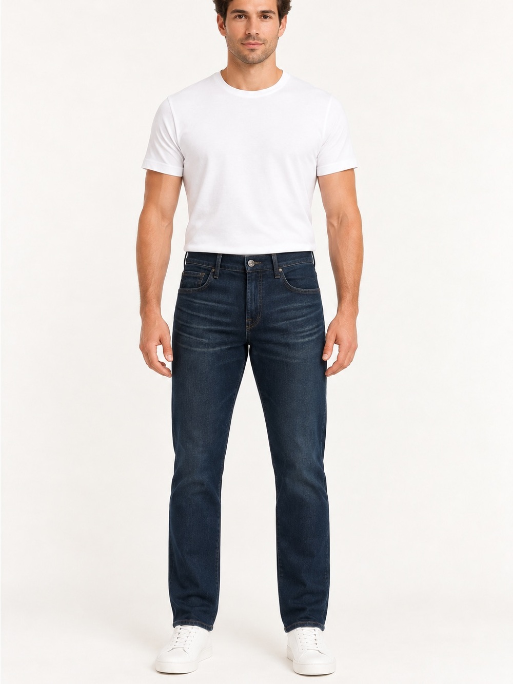 NWT 7 For All Mankind Dark Blue The Straight Tapered Jeans SZ 33
